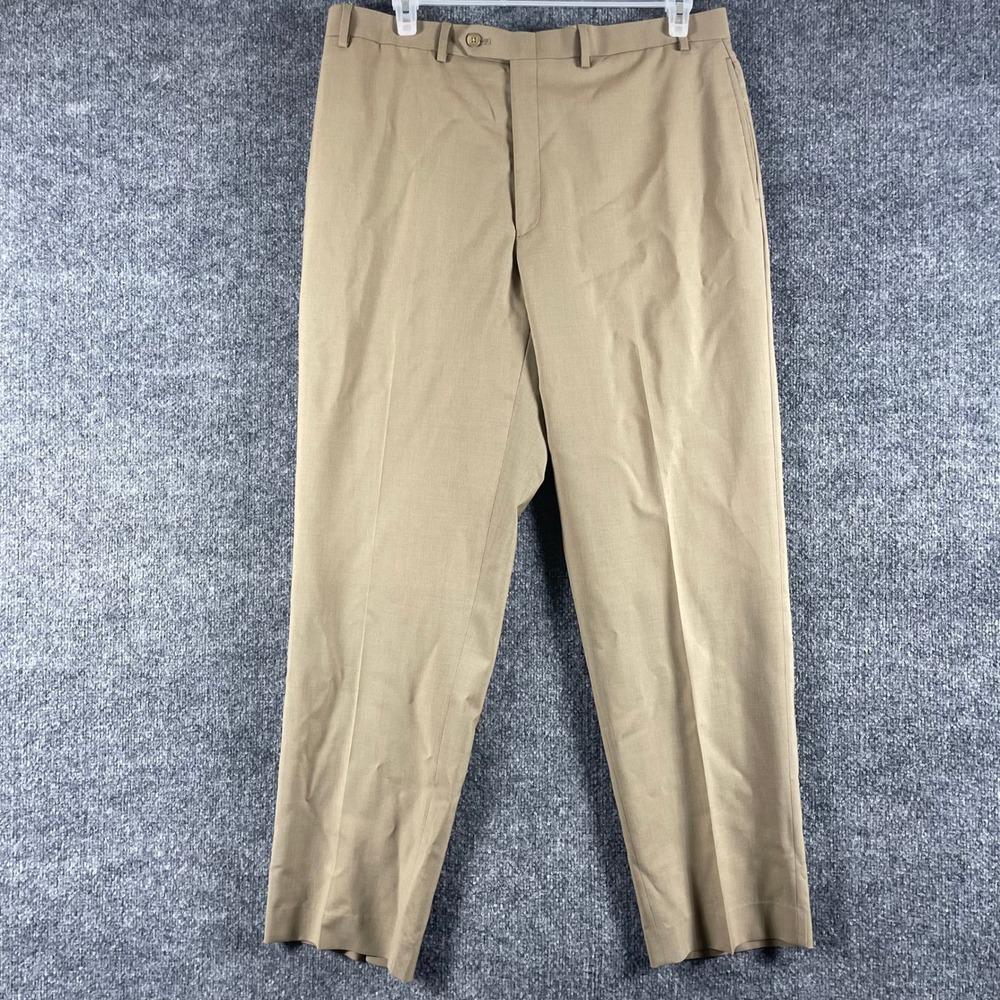 LRL Ralph Lauren Dress Pants Mens 38x32 Beige Wool Total Comfort Slacks Trousers
